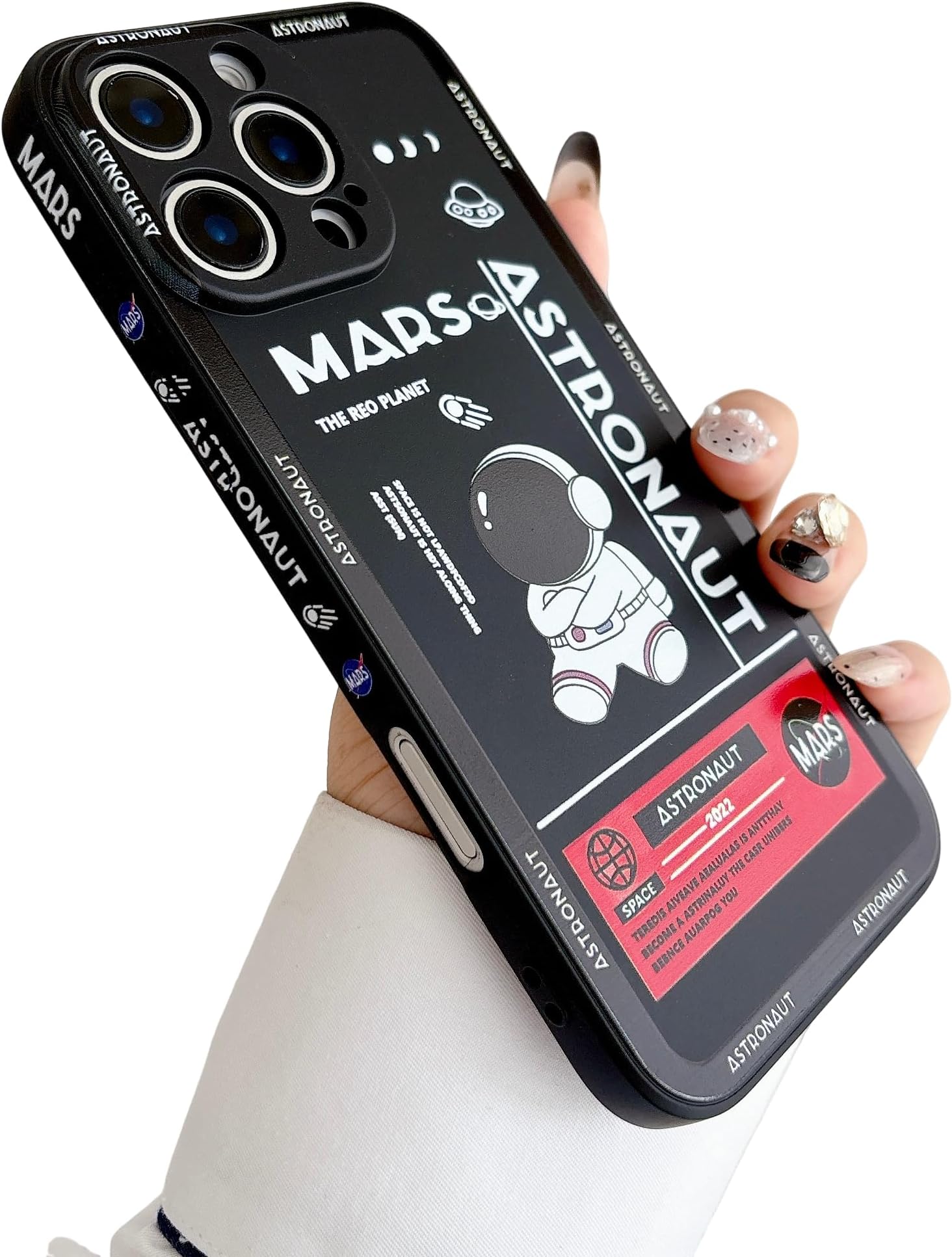 Yonds Queen for iPhone SE Case 2022 (3rd Generation), Compatible with iPhone 7 / 8 /SE2 (2020) Cool Astronaut Space Mars Rocket Design TPU Protective Shockproof Case(iPhone 7/8 /SE3, Black)