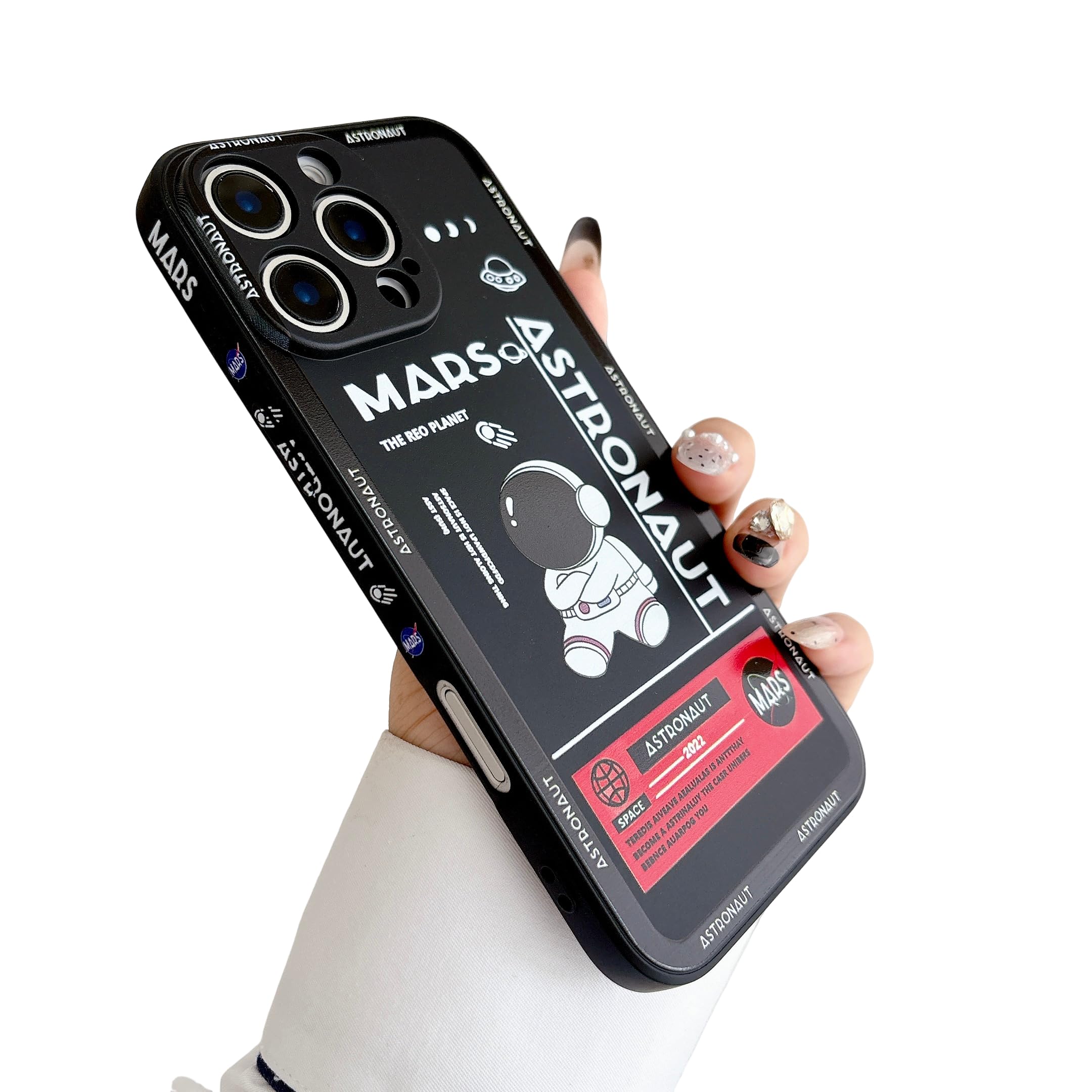 Yonds Queen for iPhone SE Case 2022 (3rd Generation), Compatible with iPhone 7 / 8 /SE2 (2020) Cool Astronaut Space Mars Rocket Design TPU Protective Shockproof Case(iPhone 7/8 /SE3, Black)