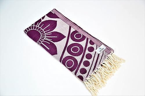Miniatura 3 de Nanibu Flores Turkish Peshtemal - 100  algodón turco - Toalla de playa y baño - 40 x 70 pulgadas morado