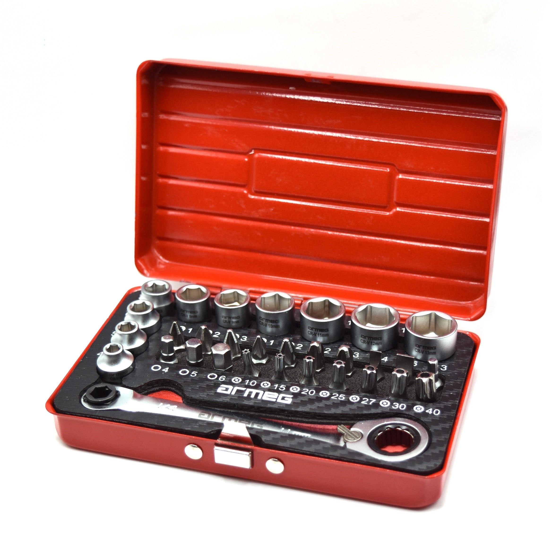 Armeg 31 Pc Super Compact Socket & Screwdriver Bit Set