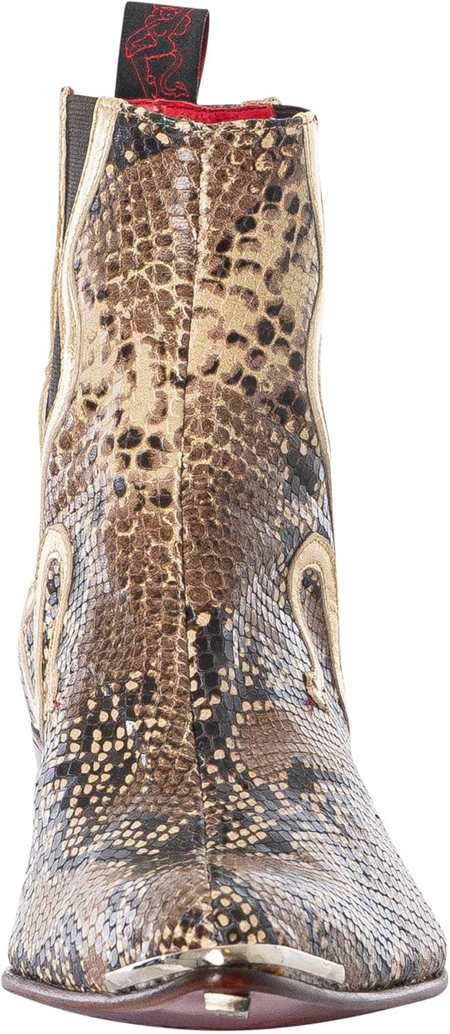 Jeffery West Men's Print Snake Chelsea Boots, Natural Pitone, 11 US