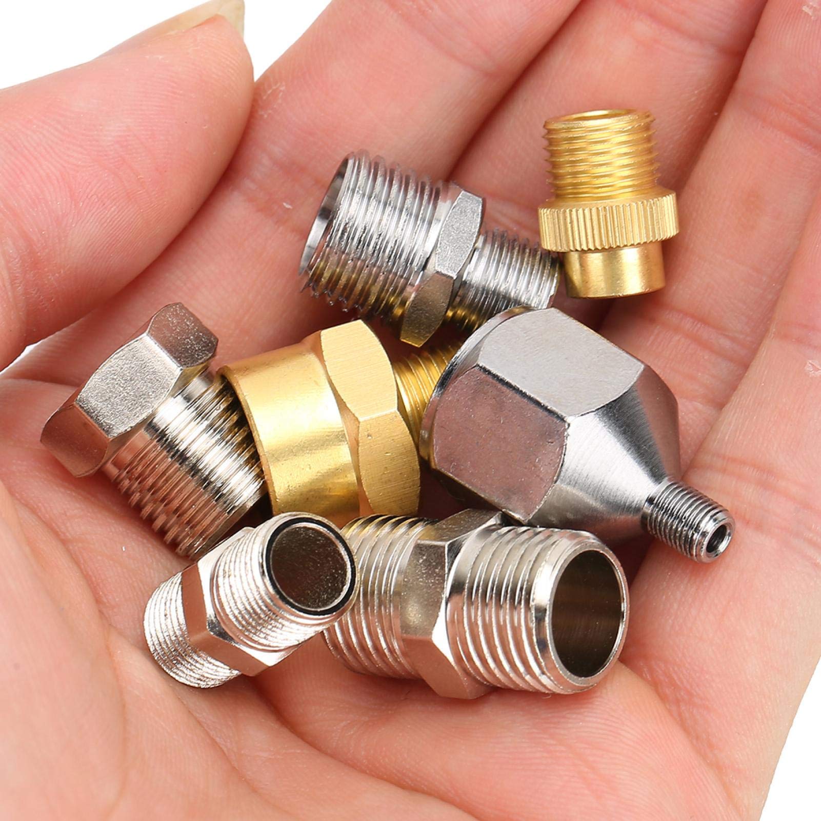 Kit De 7 Adaptateurs Pour Aérographe - Raccords Rapide 1/8" BSP Mâle à 1/4" BSP Femelle, Pour Compresseur Air
