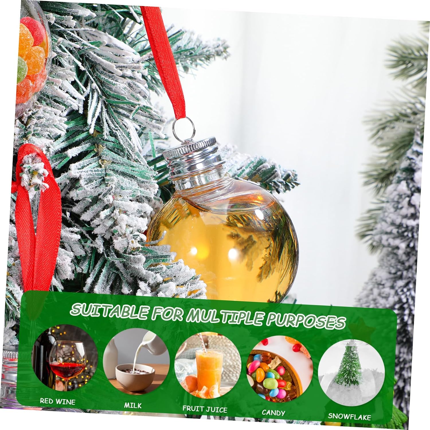10pcs Christmas Tree Fillable Bulb Shaped Bottles with String for Candy