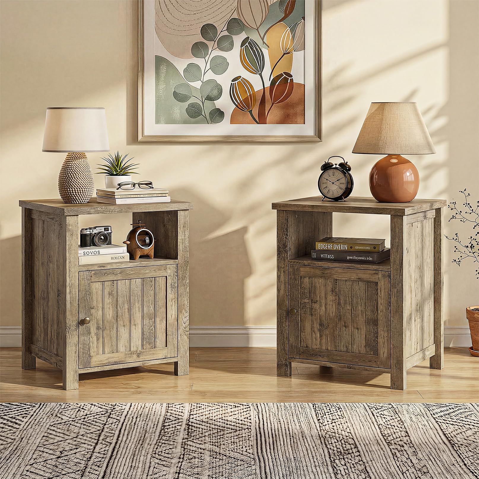 Amazon.com: ChooChoo Farmhouse Nightstands Set of 2, Rustic