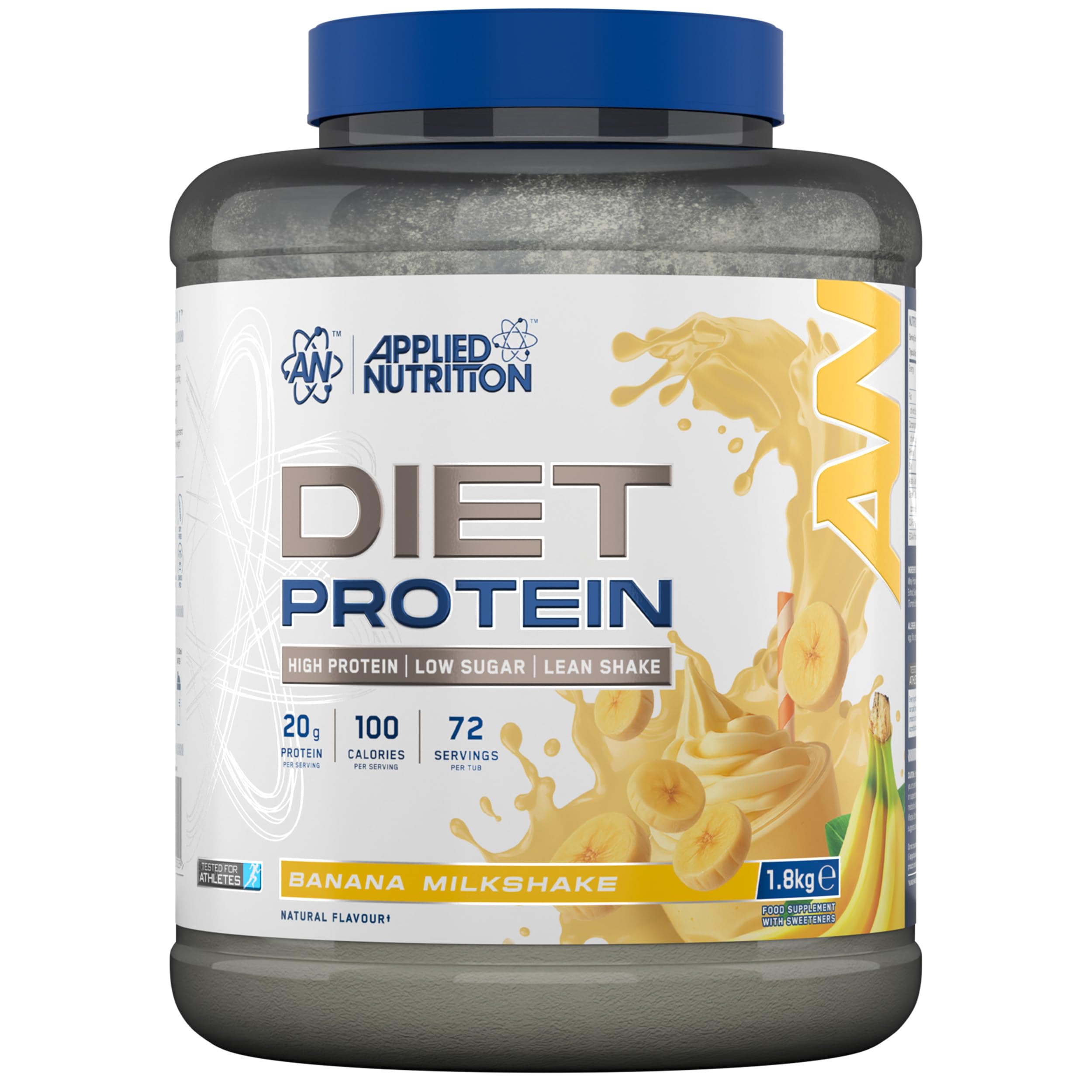 Applied Nutrition Diet Whey - High Protein Powder Supplement, Low Carb & Sugar, for Weight Management with CLA, L Carnitine, Green Tea (1.8kg - 72 Servings) (Banana Milkshake)