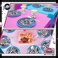 Vista 4 de Yungyan 50 Pcs Back to 1950S Plates Disposable Paper Tableware 9 Inch Dinner Plates 7 Inch Dessert Party Decoration Supplies