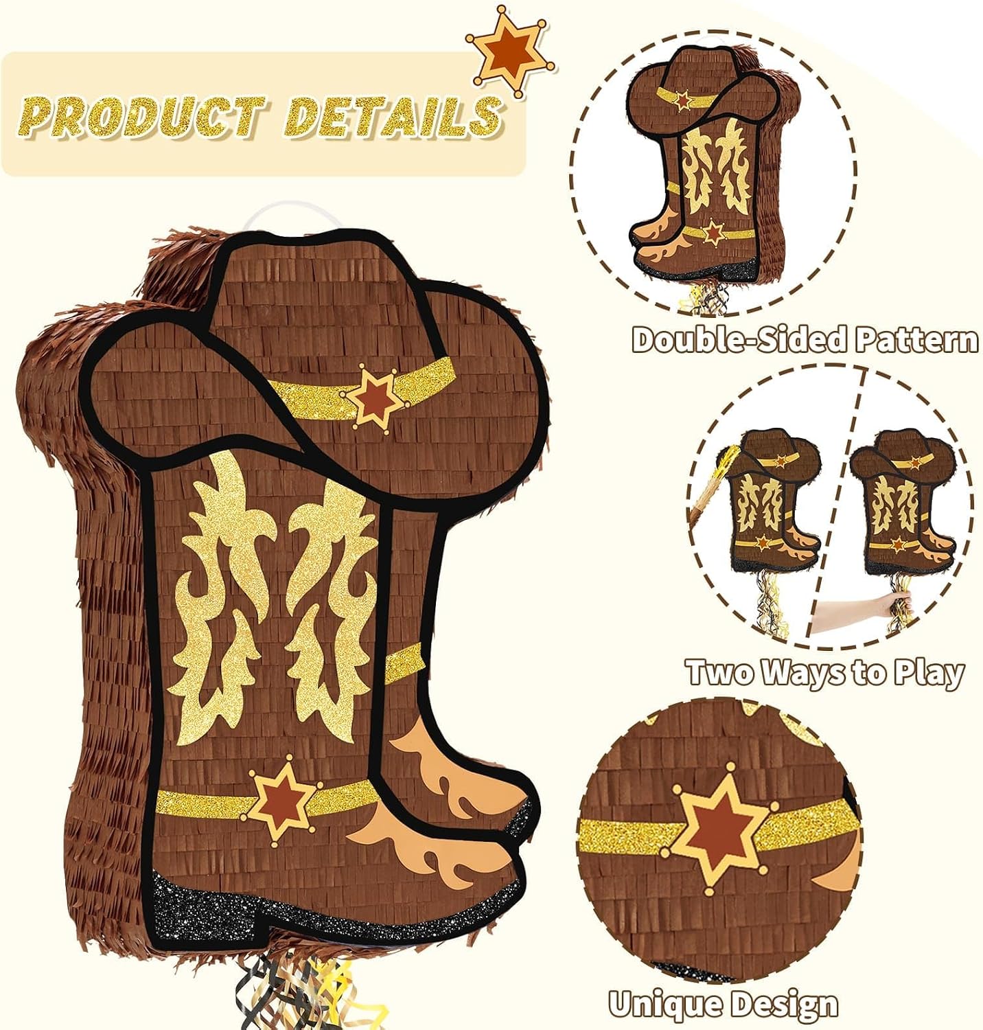 WERNNSAI Western Cowgirl Boot Piñata, Western Party Decorations Game image 4