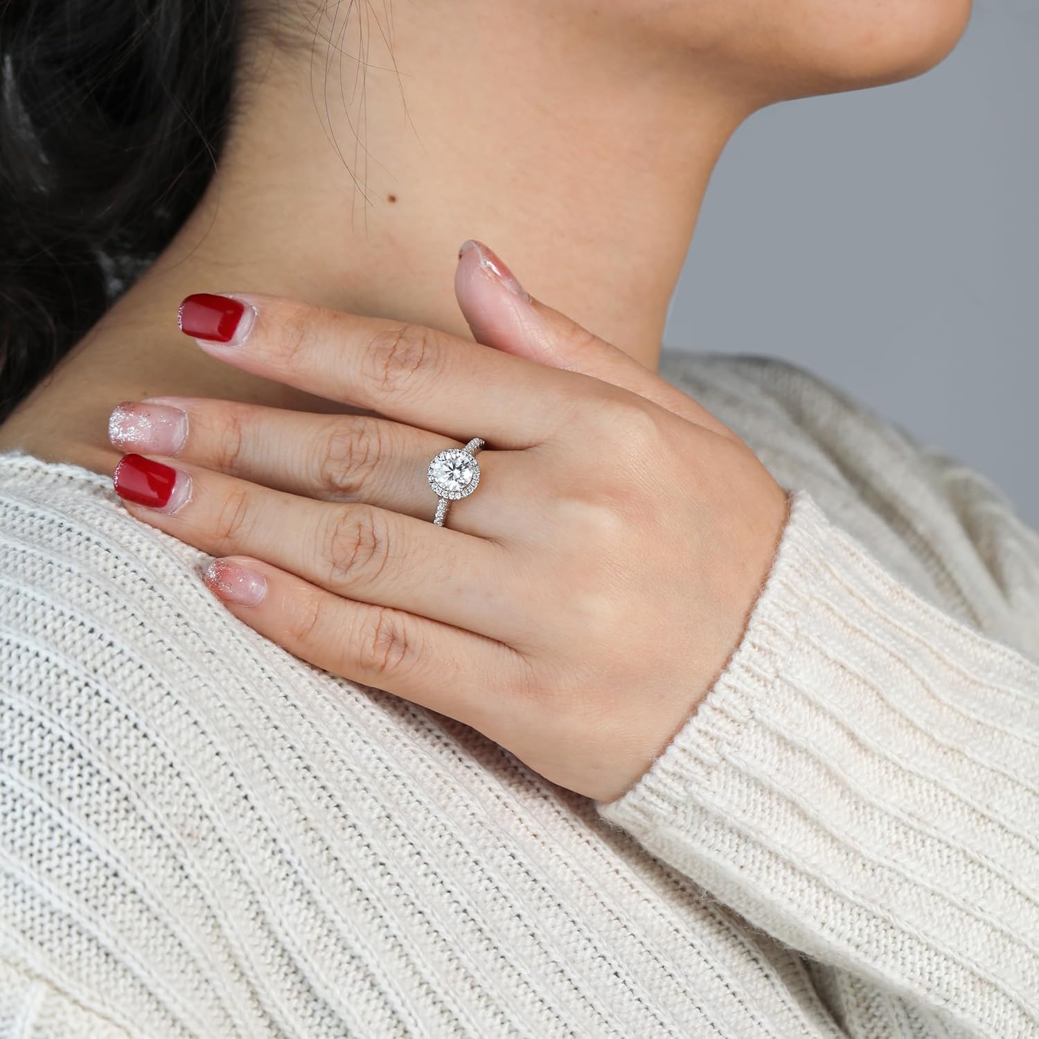 Oval/Heart/Round Cut Moissanite Engagement Ring for Women 925 Sterling Silver D Color VVS1 Clarity Moissanite Promise Ring for Her Size 4-10 - Image 5