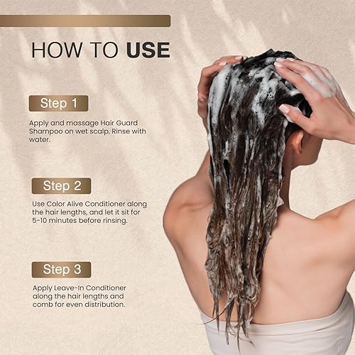 Miniatura 5 de Moehair Trio Pack de champú Hair Guard 34 onzas líquidas acondicionador color vivo 34 onzas líquidas y acondicionador sin enjuague 34 onzas líquidas