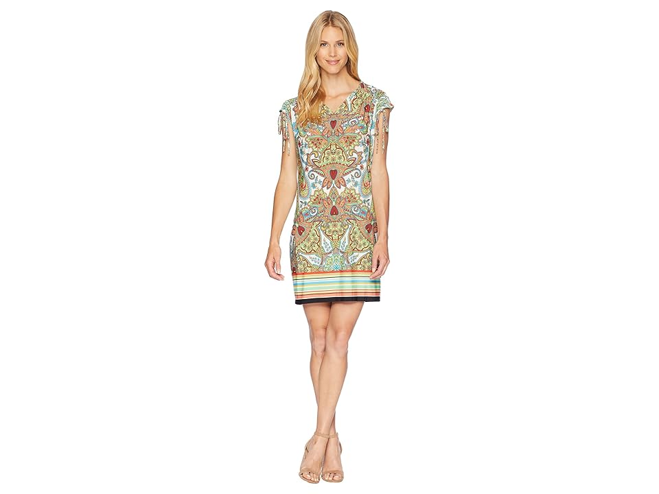 

London Times Printed Matte Jersey Dress (Orange Multi) Women's Dress
