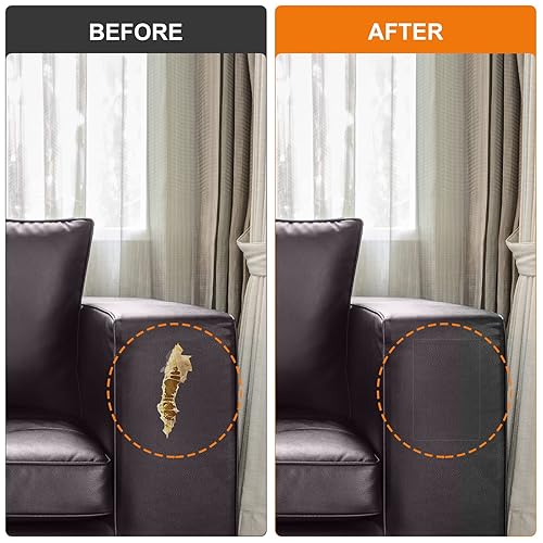 Miniatura 5 de Parches de reparación de cuero autoadhesivos, cinta de reparación de cuero de 8 x 11 pulgadas para sofás, kit de reparación de cuero de vinilo para