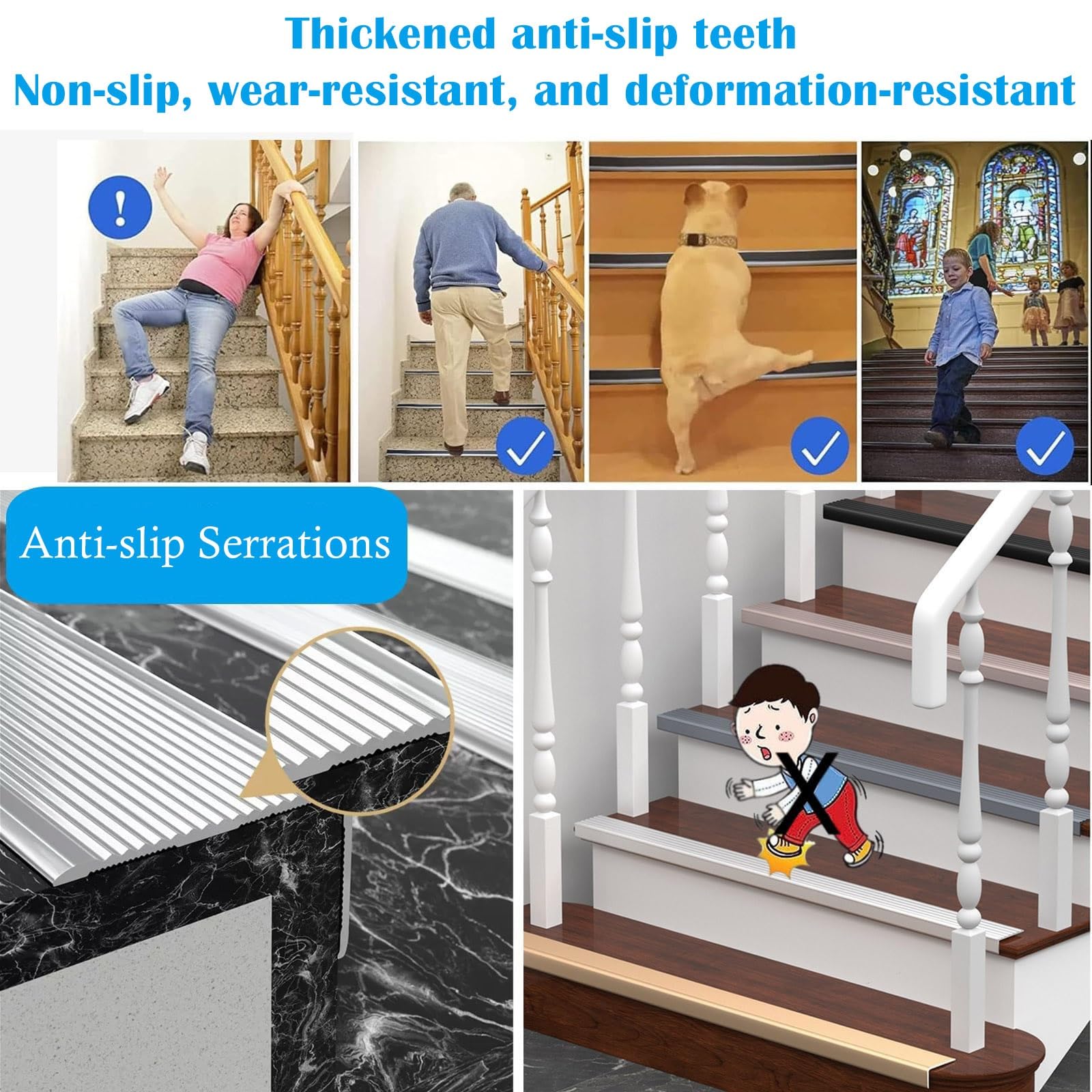 scale bordo paraspigoli Profilo Per Gradini Antiscivolo Da 20, 50, 100, 130 E 180 Cm, Profilo Per Gradini In Alluminio Per Portici/ospedali, Modanature Per Gradini(15 PCS,L 30cm x W 50mm x H 20mm)