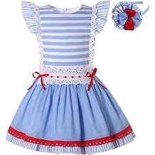 Girl Summer Vintage Blue Stripe Sweet Sleeveless Soft Clothes Kids Daily Casual Simple Dresses with Headpiece