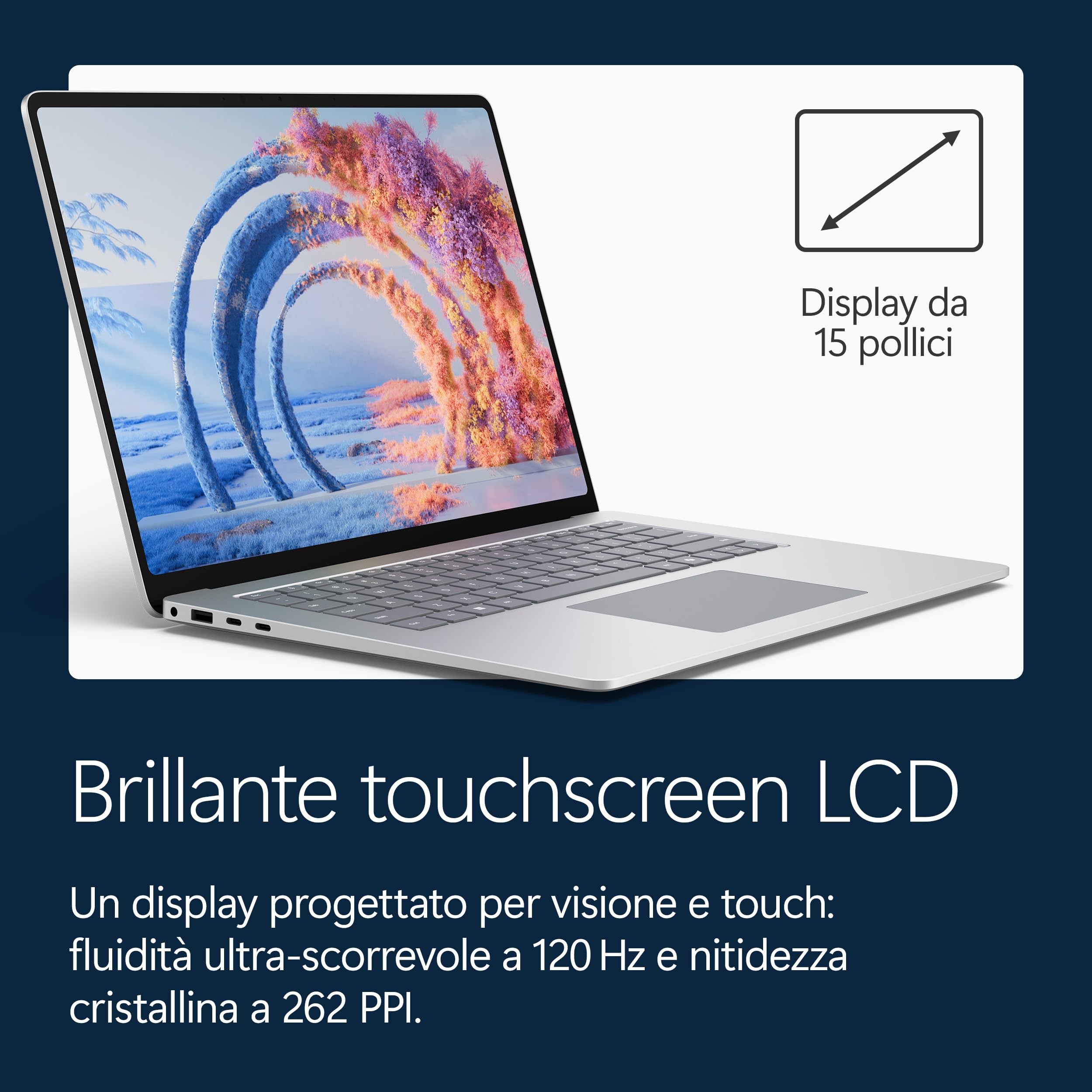 Microsoft Surface Laptop, 15" | Snapdragon X2 Elite | 16GB RAM, 1TB SSD | 15" LCD Touchscreen | Copilot+ PC | Platino | Windows 11 Home | Ultimo modello (8ª edizione)