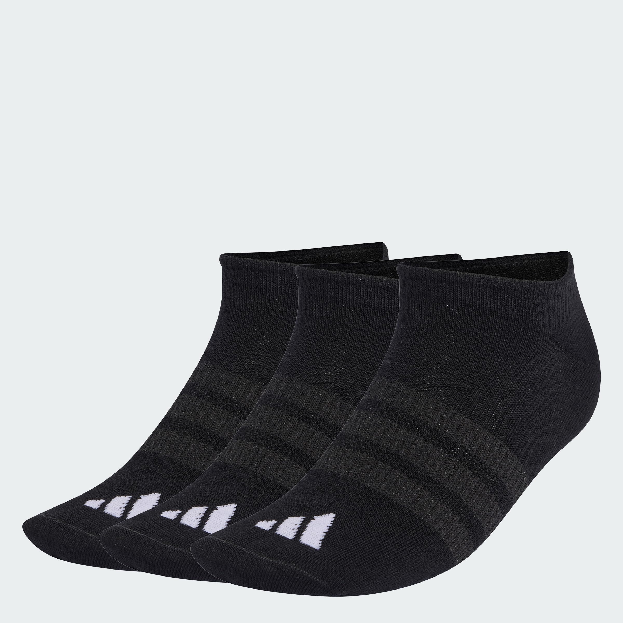 adidas Unisex Thin&Light Sportswear No Show Socks 3 Pair Pack, black/black/white, 6.5-8