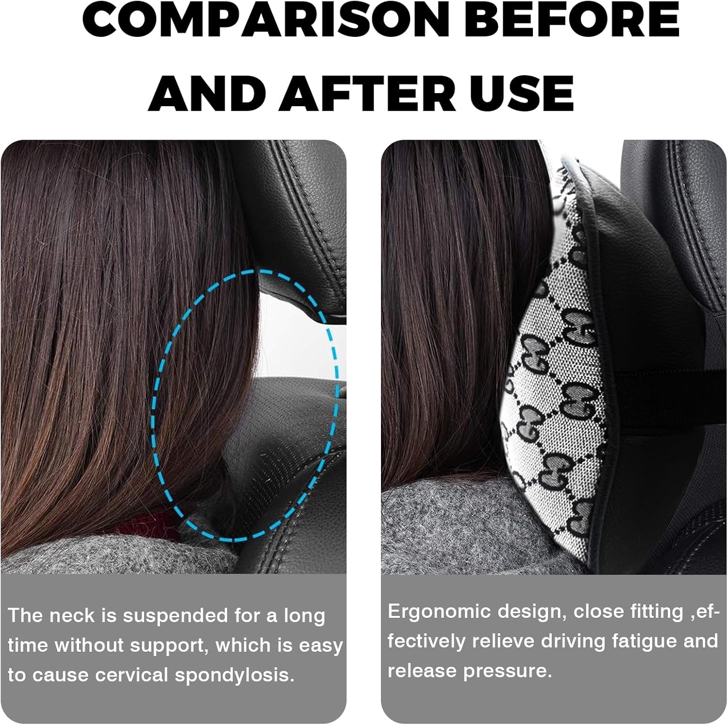 7PCS Steering Wheel Cover Set for Women, Car Accessories with Car Neck Pillows Lumbar Support Pillow and Seat Belt Covers, Universal Fit 14-15.5 inches