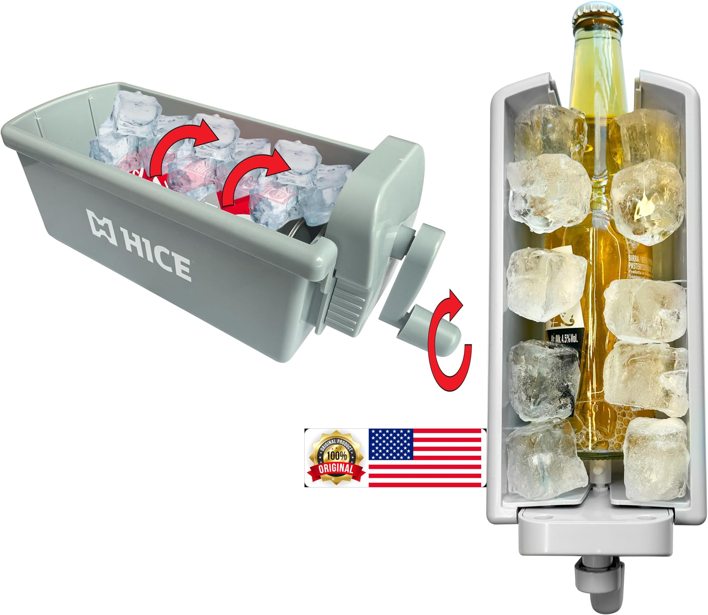 HICE Drink Chiller Rapid Beverage Cooler - Hyper Spin Instant Can & Bottle Cooler, No Batteries, Iced Frost Cooling for Soda, Beer & Water, Mini Universal Drink Cooler, Fast & Coldest Freeze (Gray)