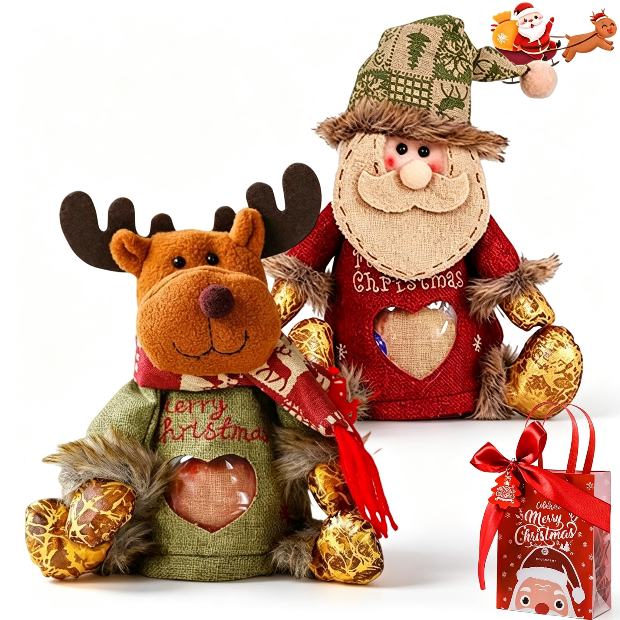 Christmas Gift Bags With Zipper, Reusable Chritmas Snowflake Storages (2PC-A)