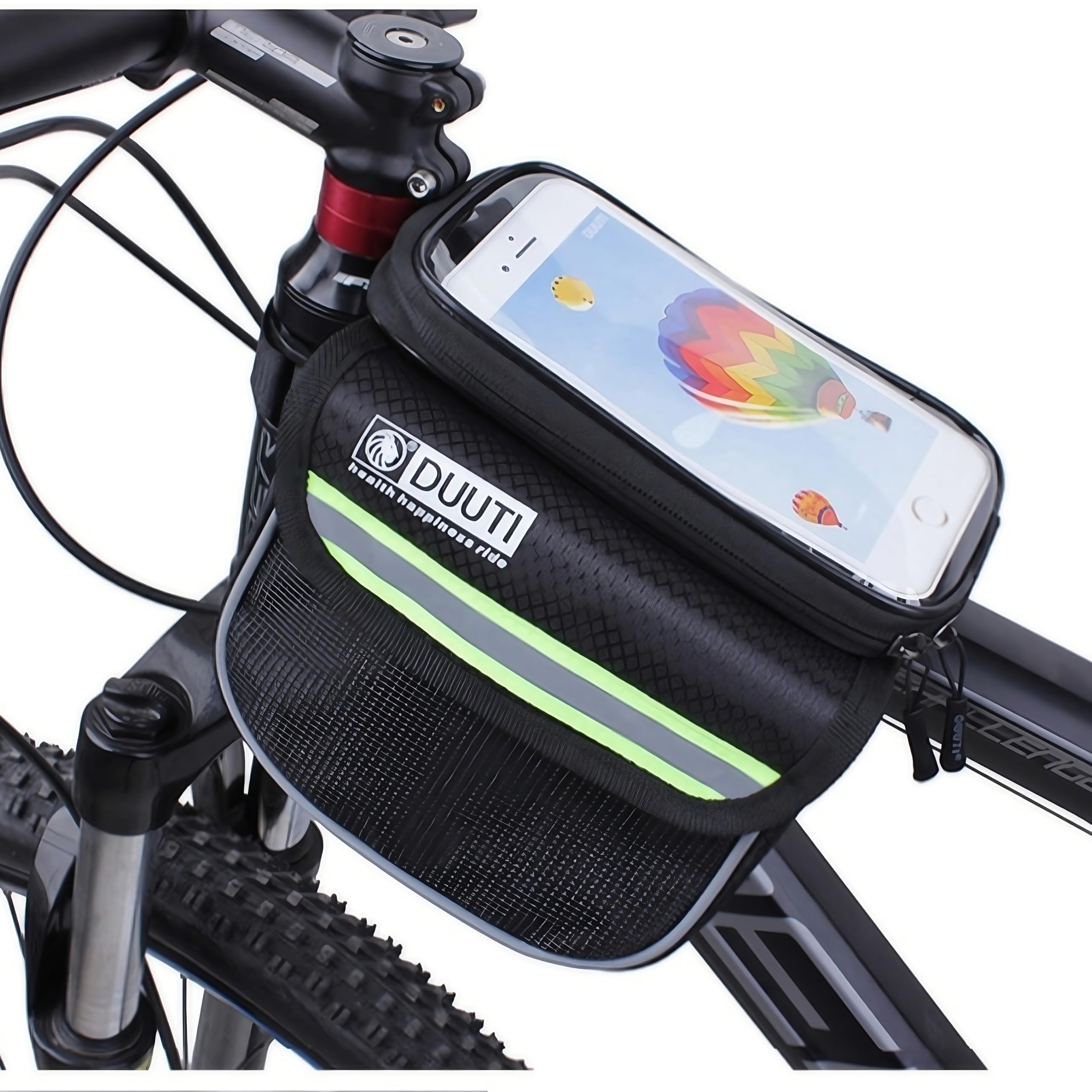 Kriopy Bike/Bicycle Phone Front Frame Bag, Bike Bag,Phone Touchscreen Bicycle bag,Waterproof, Top Tube Bag,Cycling Pouch, Mountain Biking/Road Cycling Accessories for Phone storage under 5.7” (Green)