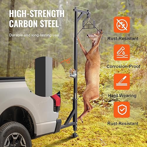 Miniatura 3 de VEVOR Polipasto de ciervo montado en enganche, capacidad de carga de 400 libras, polipasto de juego de enganche, polipasto de ciervo para camión con