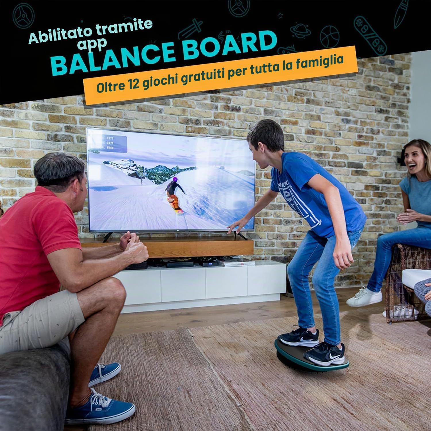 GoBalance Board – Balance Board abilitata per App. Sensore Bluetooth intelligente, 12 giochi interattivi gratuiti - Allenamento divertente, equilibrio e allenamento in palestra a casa! Aumenta la