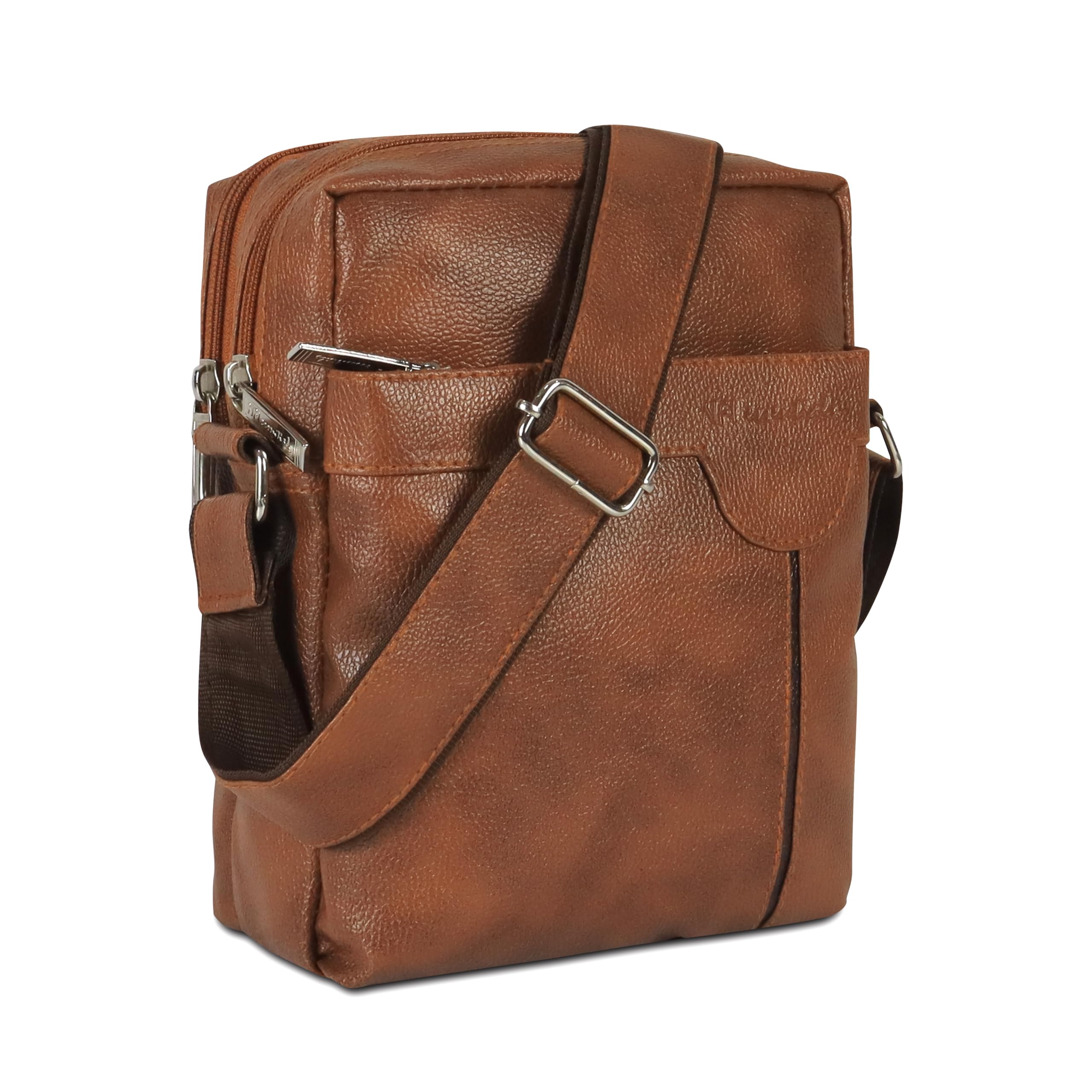NFI essentials leather sling bag for men Crossbody Hand Bag Chest Sling Bag Side Shoulder Bag Stylish Travel Leather Slings Corporate Gift Item Passport Sling Messenger office side bag (Tan)-picture-32