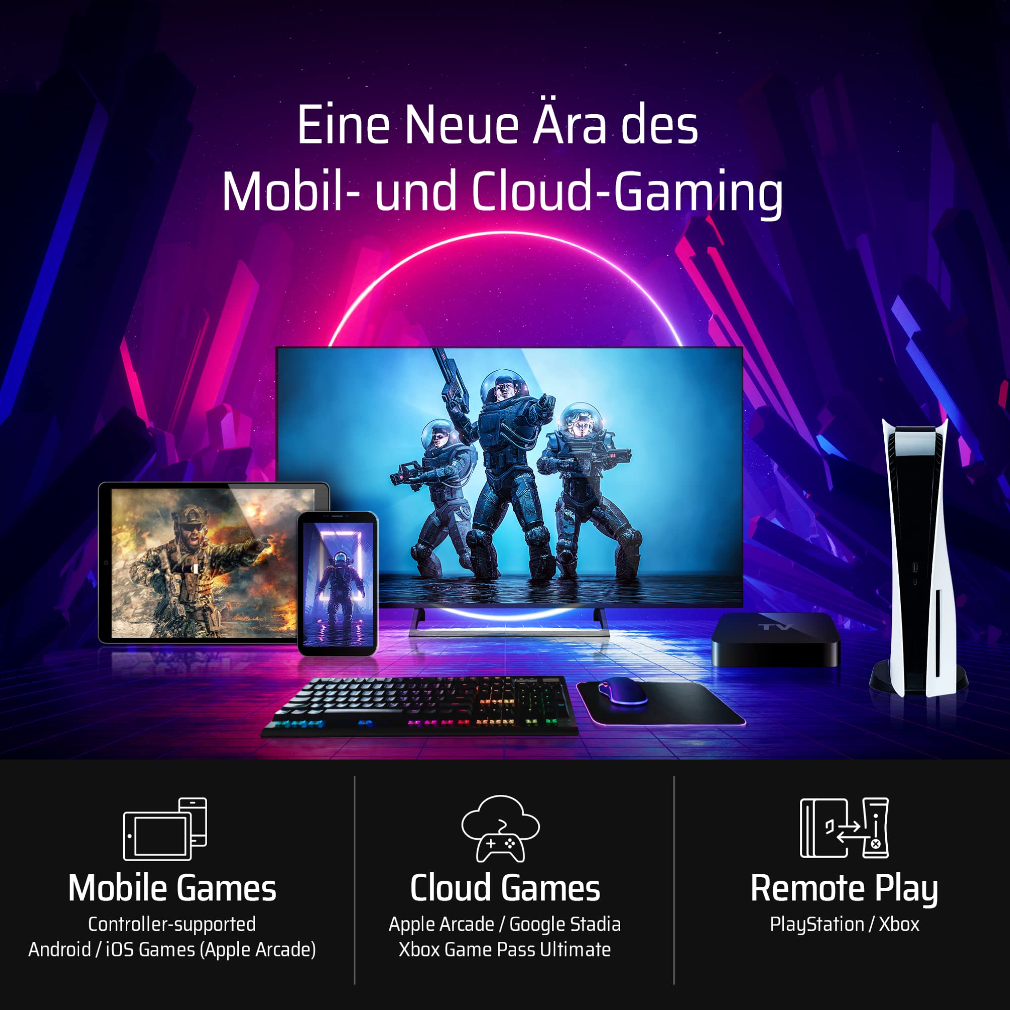 IOGEAR KeyMander 2- Mobile, Adapter für PS5 Tastatur und Maus, Handy, kompatibel mit PS5 Remote Play, iPhone, iPad, Apple TV, PS4, Xbox Series X|S, Konfigurierbar mit Mobilgerät (Android, iOS)