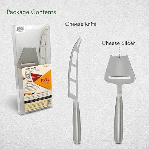 Miniatura 7 de NutriChef Juego de 2 piezas de corte de queso, cuchillo portátil de acero inoxidable antiadherente y cortador de queso, cortar, afeitar, rebanar,