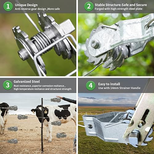 Miniatura 8 de Fence Shock Colador eléctrico de alambre para cerca 10 tensor de alambre en línea resistente tensor de trinquete de alambre para valla eléctrica