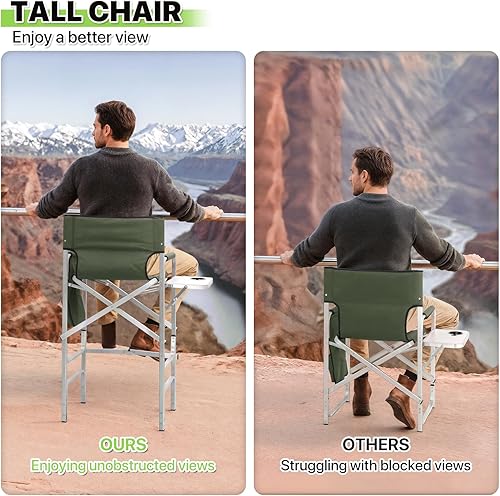 Miniatura 9 de Magshion Silla de directores alta plegable de 31 pulgadas de altura con mesa auxiliar, silla plegable portátil para artista de maquillaje, color