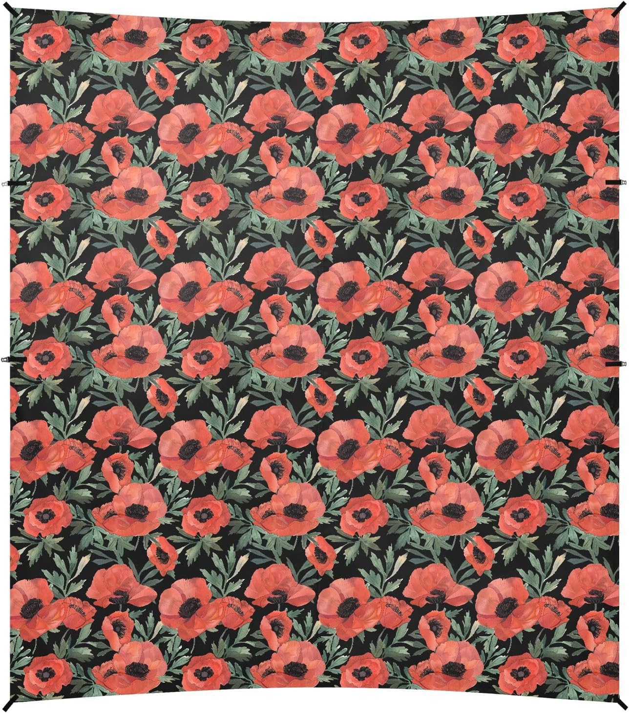 ALAZA Poppy Flowers Beach Tent Sun Shelter UPF50+ Protection Beach Shade Canopy w/ 4 Sandbags for Outdoor Camping, Fishing, Backyard Fun, Picnic, 10x9 ft