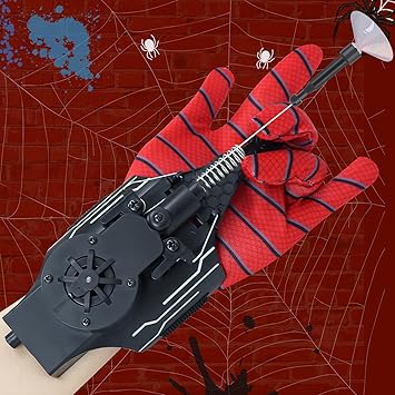 Spider Web Shooters, Web Launcher with Gloves, Realistic Web-Slinging Action Safe and Fun Superhero Toy for Men and Kids - Black