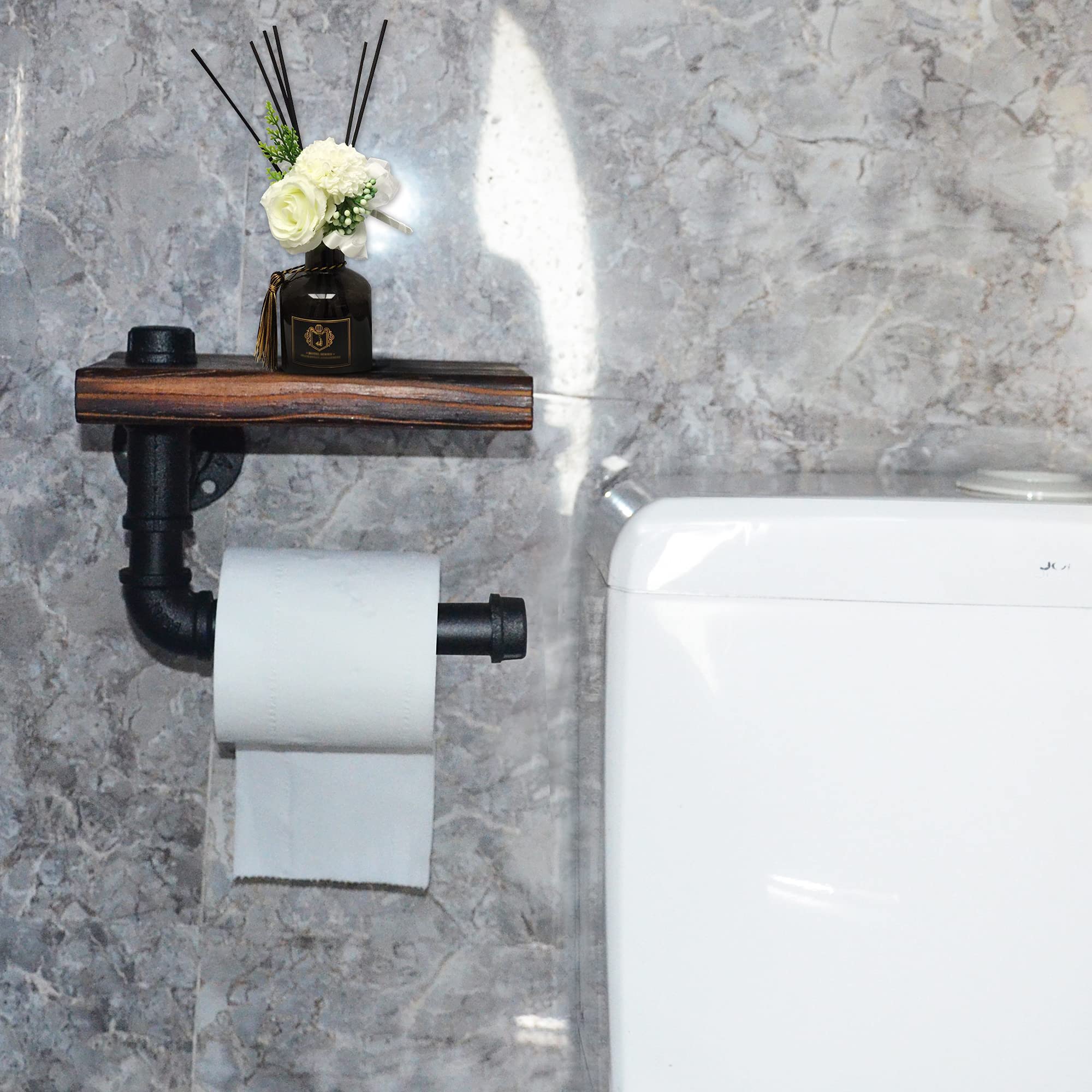 Toilettenpapierhalter Aus Industrierohr – Rustikale Wandhalterung, Schwarz, Auch Als Handtuchhalter, DIY-Deko