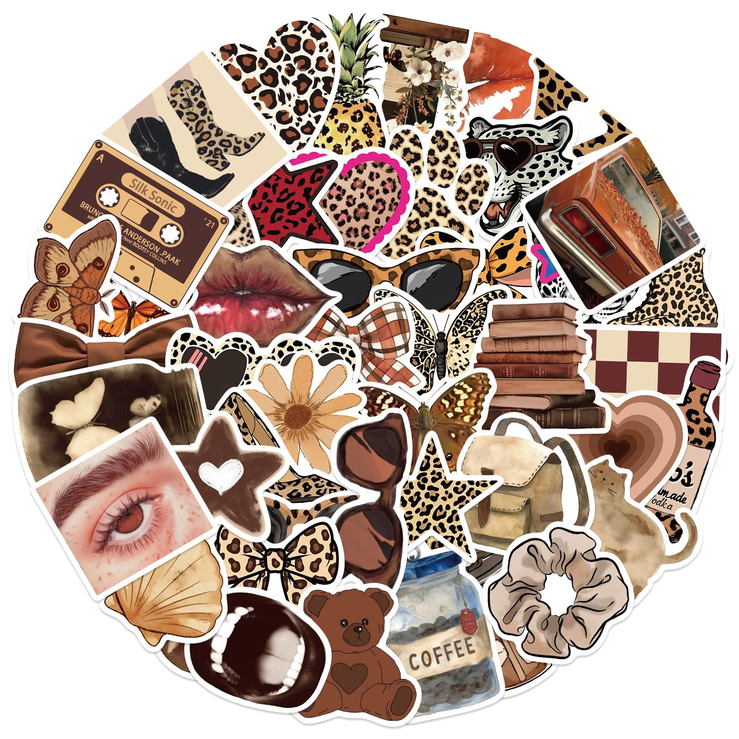 50PCS Leopard Aesthetic Girl Stickers for Boys Teens Adults,Trendy Cool Leopard Print Waterproof Decals for Skateboard Guitar Laptop Luggage Refrigerator Mugs Car Bike Water Bottle Helmet - Image 3