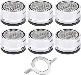 8 Pcs Faucet Aerator, Universal Replacement Parts 15/16-Inch 24mm Stainless Steel Core Brass Shell with Washers and Wrench, Faucet Filter for Kitchen Bathroom Sink