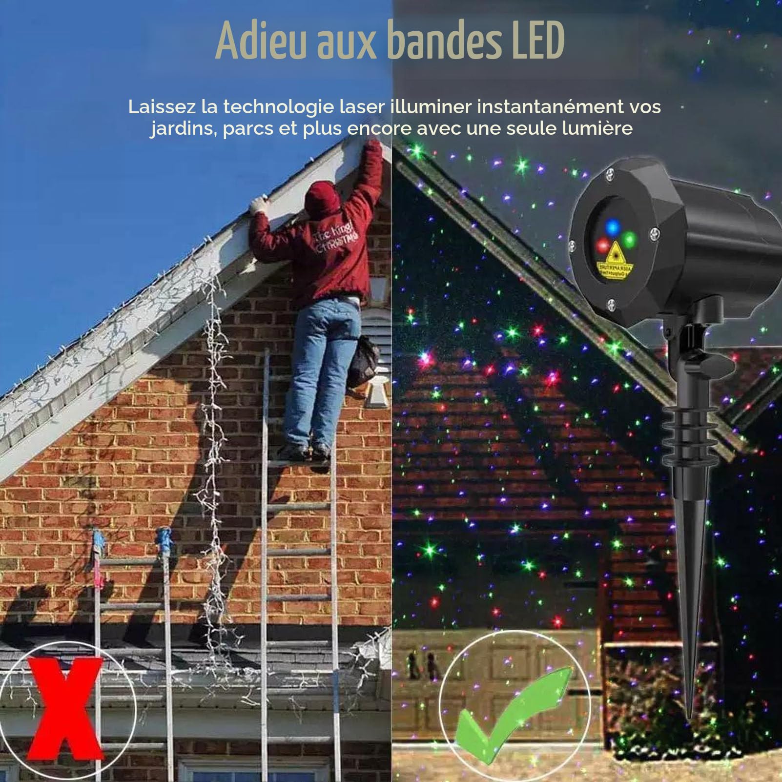 Projecteur Laser De NoëL D'ExtéRieur, Firefly LumièRes De Jardin, éClairage De Paysage Rouge Et Vert, DéCoration Jardin Et Maison.