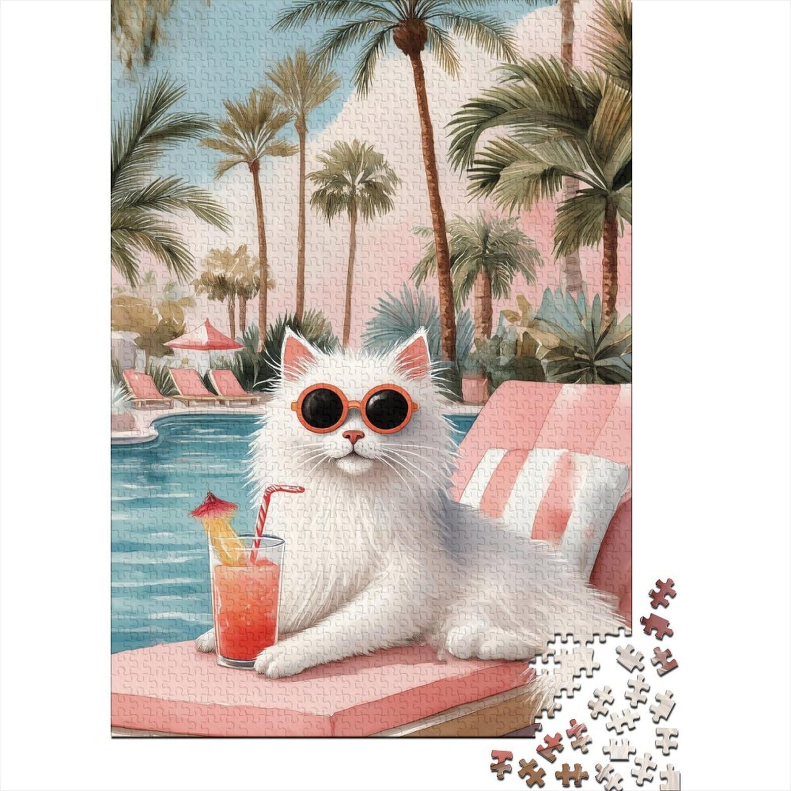 Poolside Cat Sunglasses 1000pc adult puzzle paper leisure