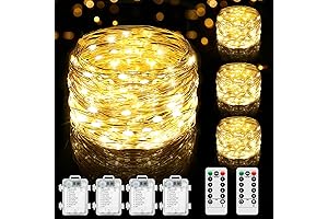 Lakumu 4-Pack 100 LED Twinkle Lights with Remote and Timer