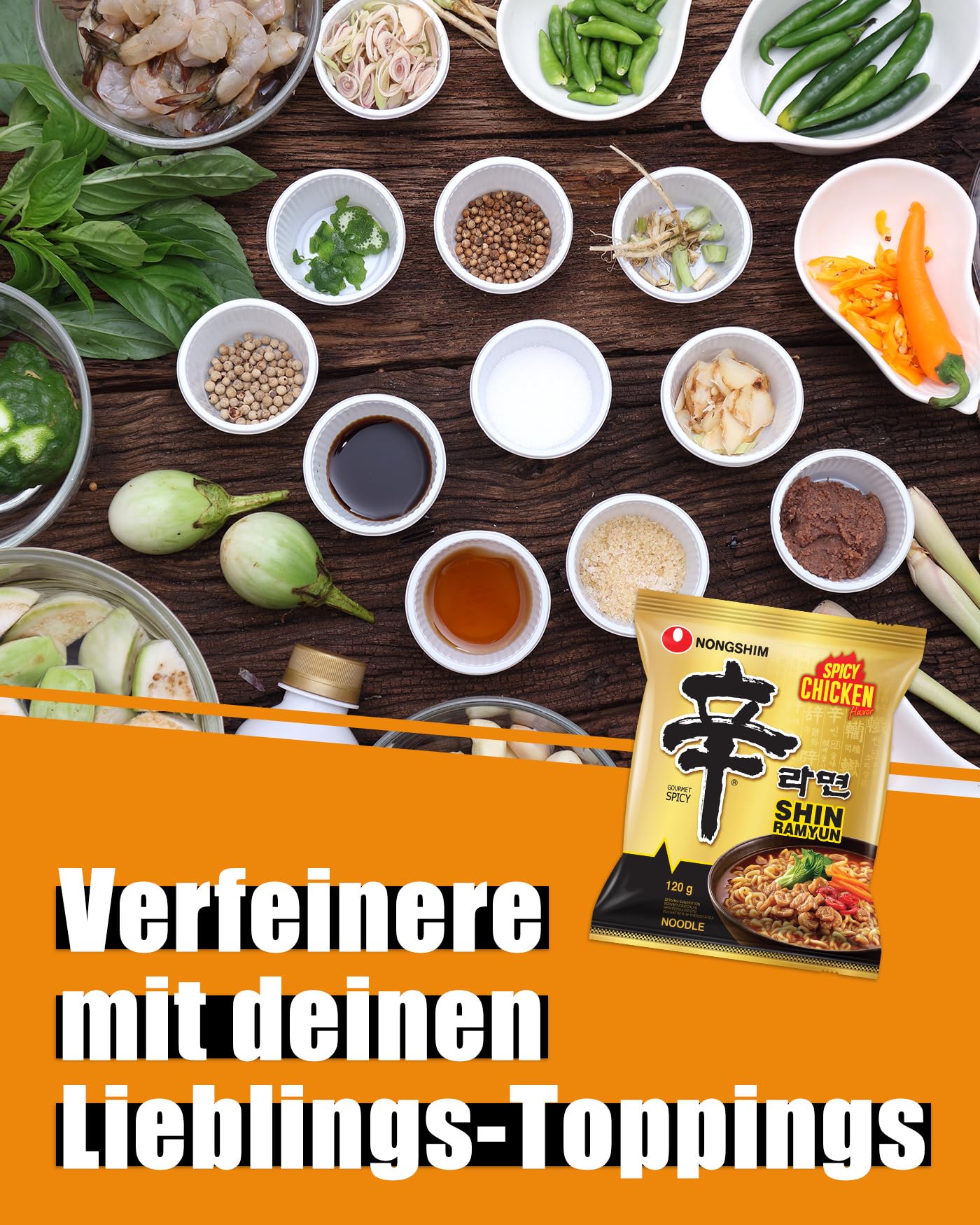 NONGSHIM Instantnudeln, Shin Ramyun Chicken - 20 x 120 g