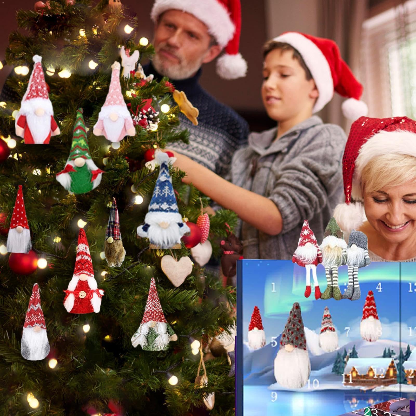 Calendario 'Avvento natalizio 2024, calendario per conto alla rovescia di Natale, calendario per conto alla rovescia di Halloween, piccolo gnomo, ornamenti per la casa per feste natalizie per | Conto Alla Rovescia Di 24 Giorni A Natale Calendario Dei Gnom