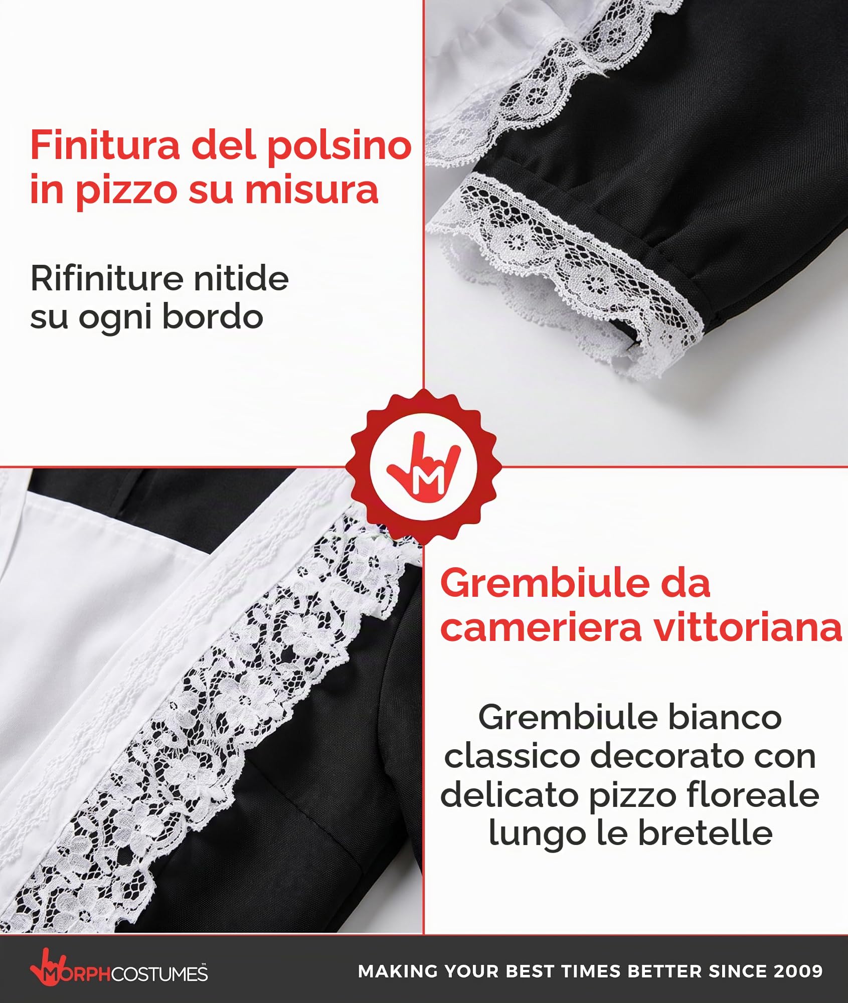 Fun Shack Costume Cameriera Vittoriana Donna, Costume Halloween Donna | Abito Lungo Nero, Grembiule in Pizzo & Copricapo, Stile Vittoriano, Perfetto per Halloween, Ideale per Travestirsi