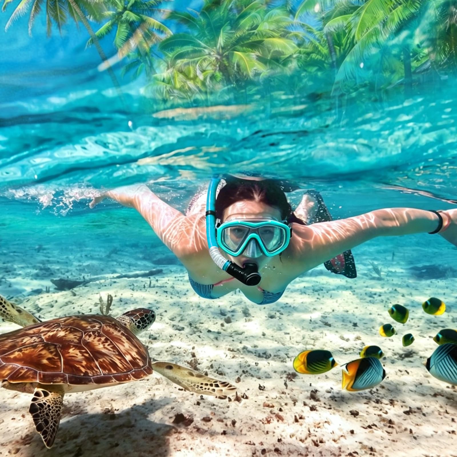 Sprzęt do snorkelingu dla dorosłych, zestaw do snorkelingu z suchą rurką z panoramicznym widokiem szerokokątnym 180°, maska do nurkowania bez zaparowania, profesjonalny sprzęt do snorkelingu do