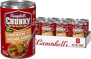 Campbell's Chunky Chicken and Sausage Gumbo Soup - 12g Protein, Hearty Flavors, 8 x 16.1 oz Cans
