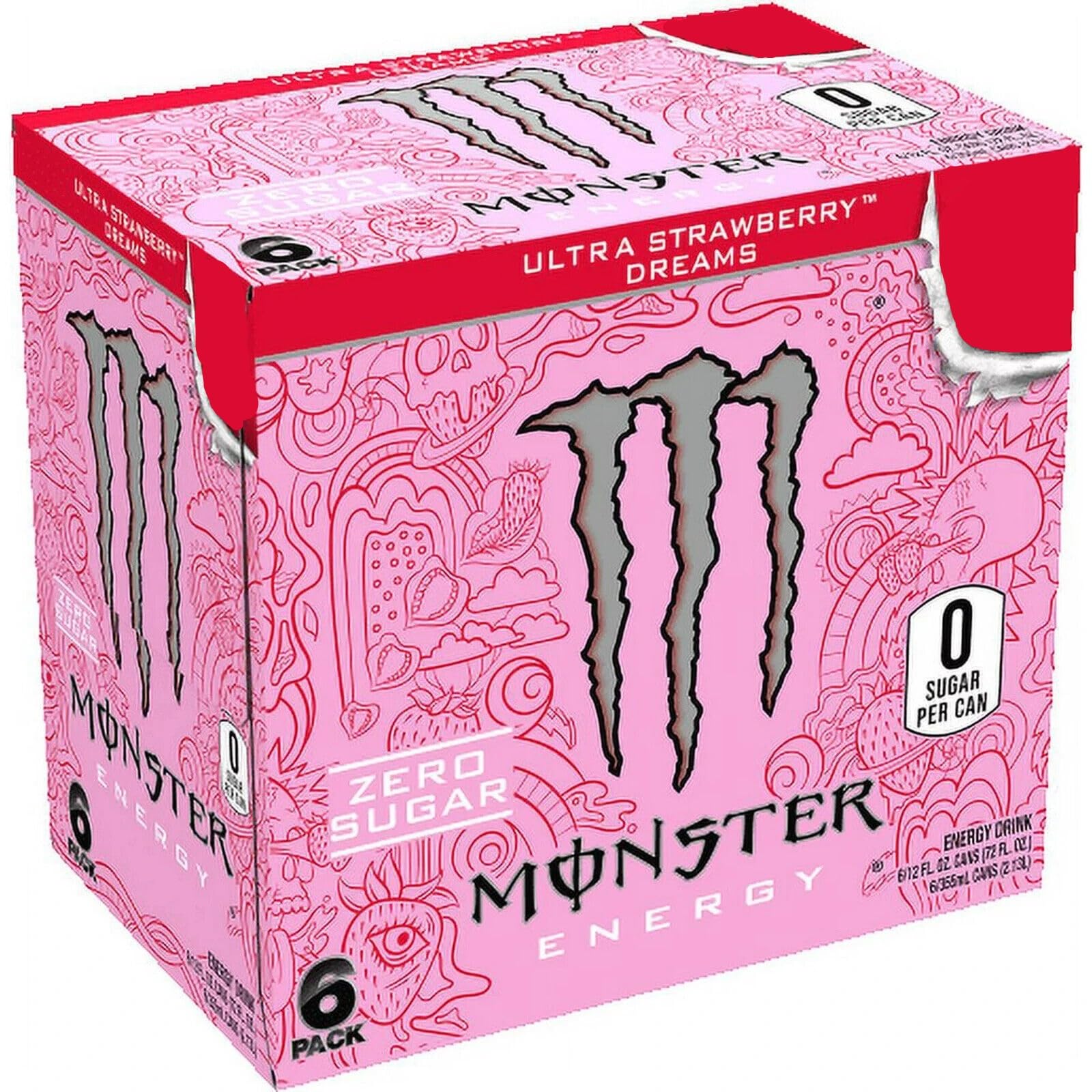 Monsters Energy Ultra Strawberry Dreams Zero Sugar Energy Drink Each:-500ML (Pack Of 6)
