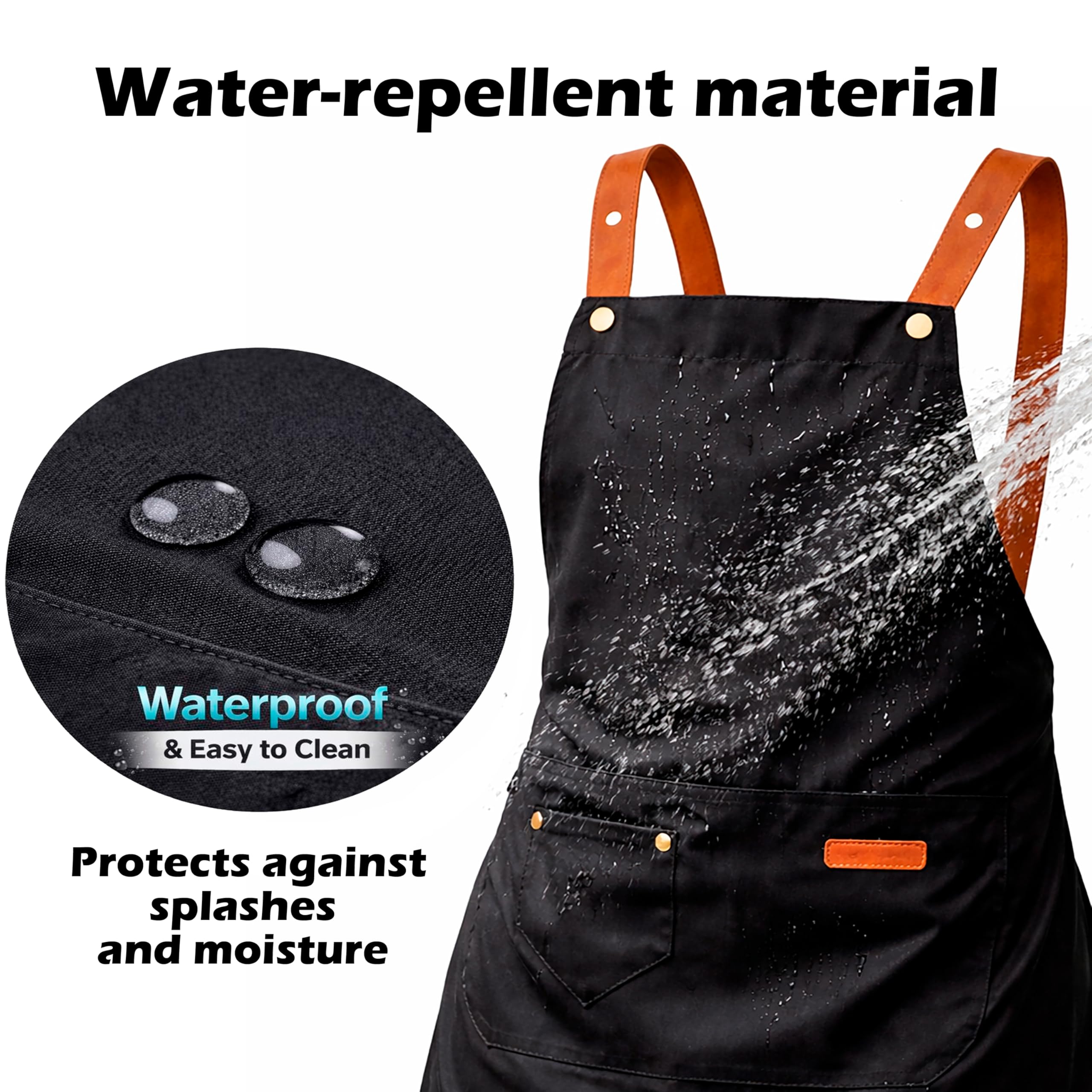 Delantal Cocina Mujer - Delantal Cocina Hombre - Mandiles De Cocina - Delantal Impermeable y Ajustable - Ideal Como Mandil Camarero Peluqueria Barbacoa o Jardinería – Para uso profesional y domestico - 3