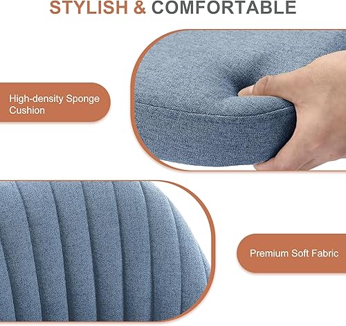 Miniatura 6 de DUMOS Silla de oficina, cómoda silla de escritorio giratoria con ruedas, asiento ancho, sin brazos, altura ajustable, sillas de computadora para el