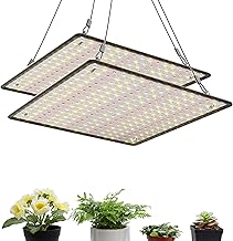 2 Pack LED Grow Light Panel 200W Lamp for Indoor Plants, Sun Like with White Blue Red UV IR LEDs for 4x4ft Coverage Grow Tent Greenhouse Veg and Bloom Seedlings Hydroponics
