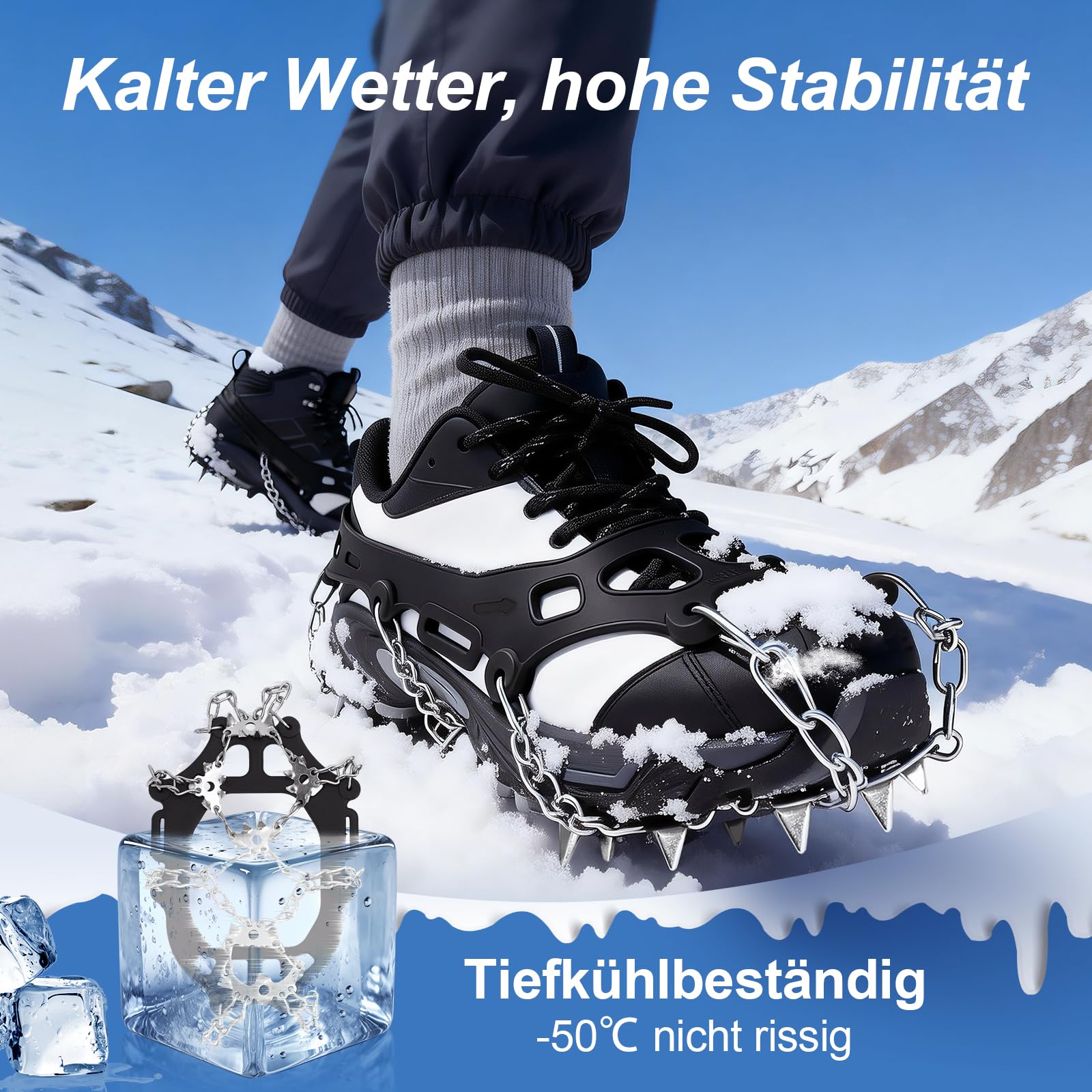 TOMSHOO 24 Spikes Steigeisen Anti-Skid Ketten Spikes EIS Klampen Edelstahl Traktion Schnee Griffe Gummiriemen Universal Für Schnee Wandern Schlamm Klettern Wandern