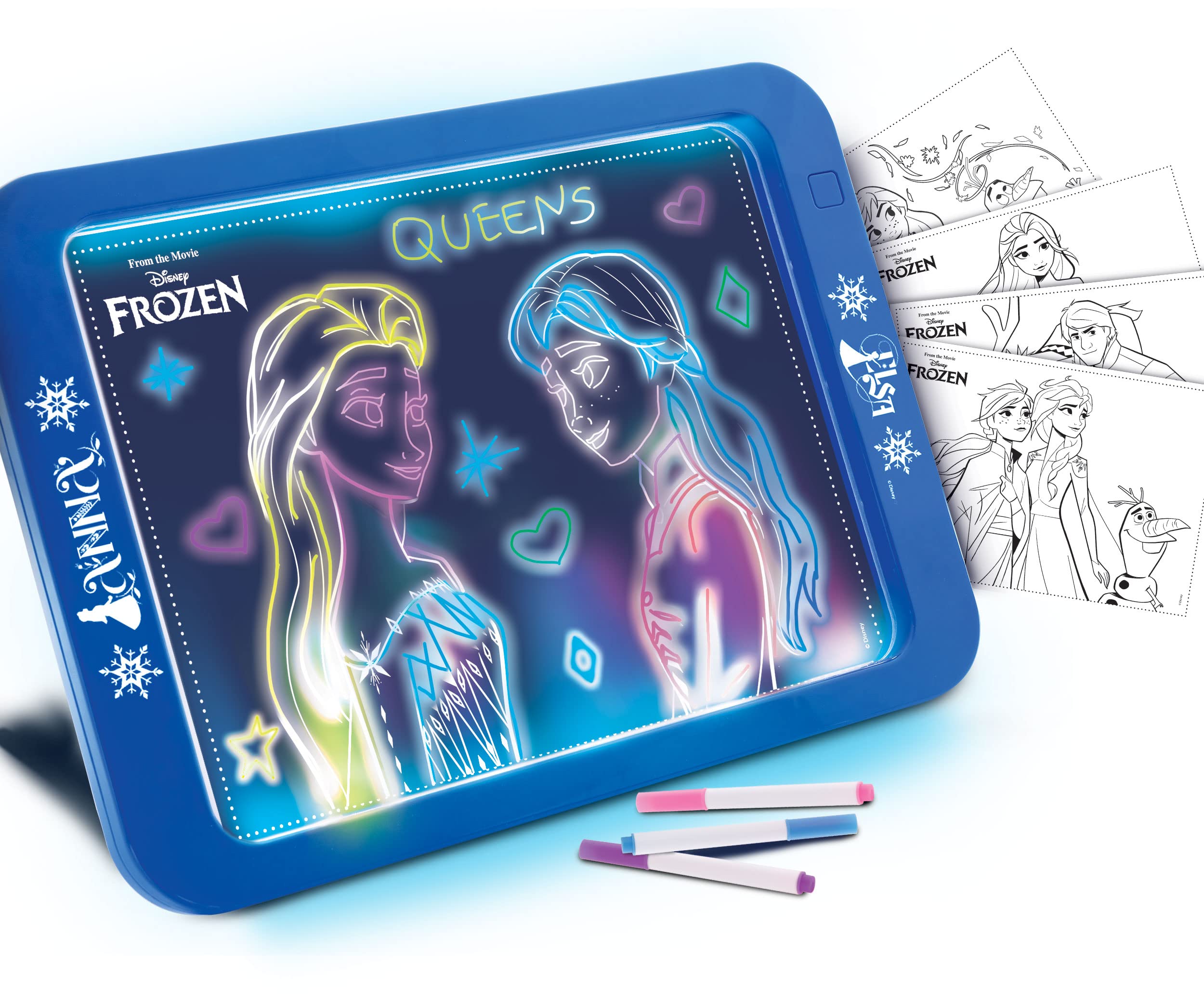 Lisciani Disney Official – Frozen Magic Led Board – Frozen Universum – Elsa i Anna – rozmiar 43 x 27 cm – wielokolorowa – z magicznym filcem – wspiera kreatywność i wyobraźnię