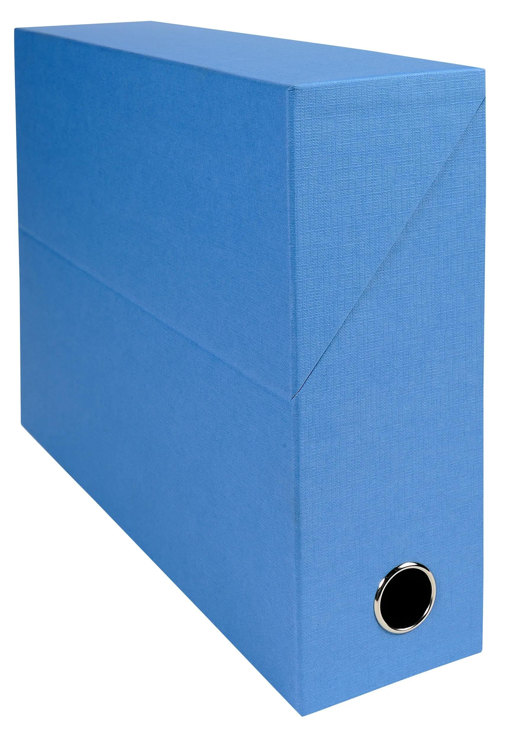 Exacompta - Rif. 89526E - 5 scatole per trasferimento in carta telata, dorso 90 mm, con occhiello in metallo, per formato A4, dimensioni 25,5 x 34 x 9 cm, colore: grigio